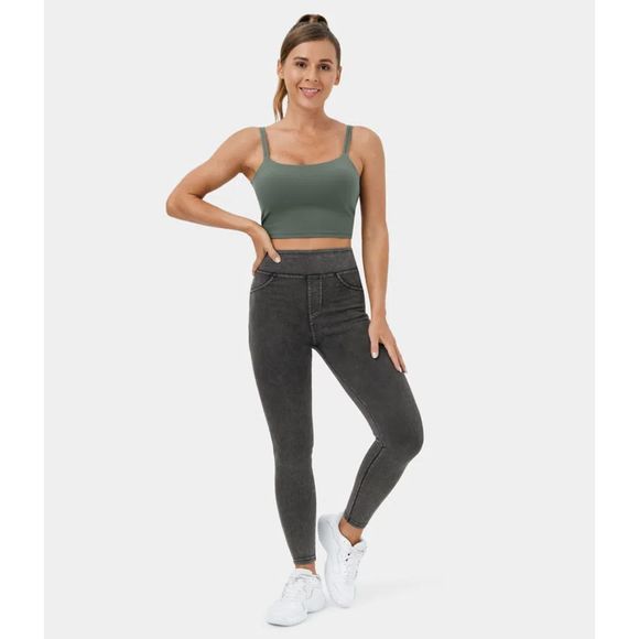 HalaraMagic High Waisted Stretchy Denim Leggings Color: Dark Grey Denim SZ: M - Picture 6 of 7